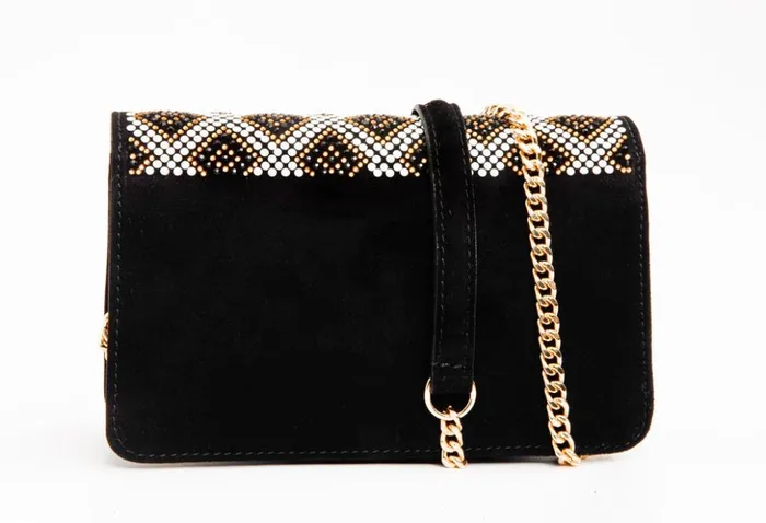 Vinci Leather Heels Nampula Black Glitter Leather Handbag 8211 Women