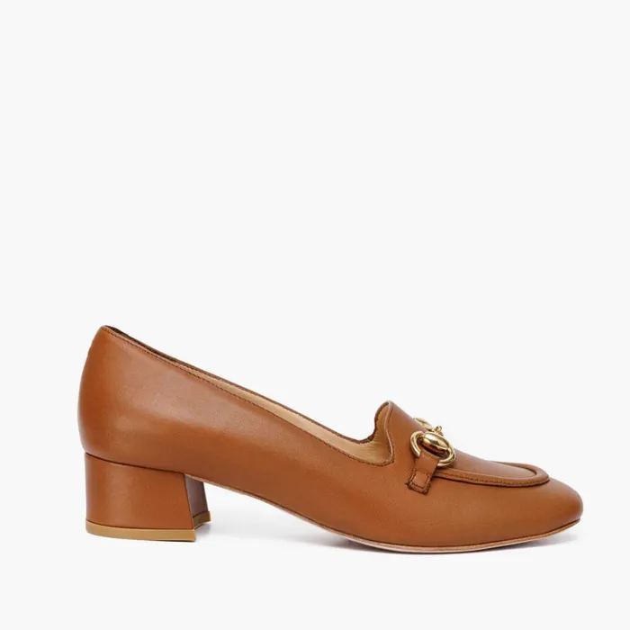 Vinci Leather Heels The Delhi Brown Leather Block Heel Pump Shoe 8211 Women