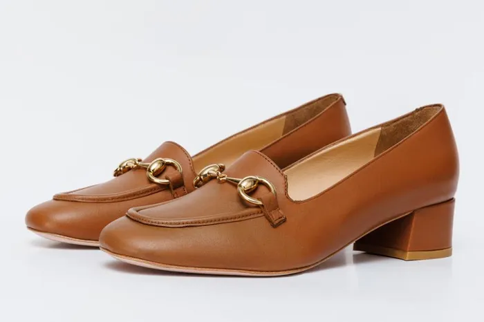 Vinci Leather Heels The Delhi Brown Leather Block Heel Pump Shoe 8211 Women