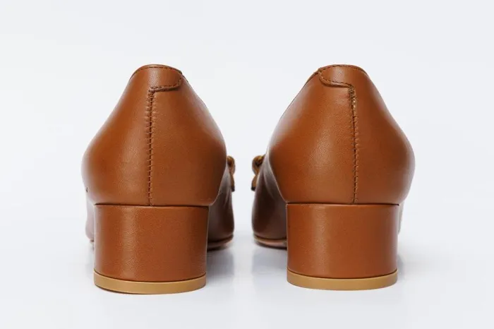 Vinci Leather Heels The Delhi Brown Leather Block Heel Pump Shoe 8211 Women
