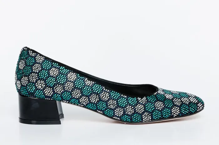 Vinci Leather Heels The Doha Turqoise Glitter Leather Block Pump Shoe 8211 Women Vinci Leather Heels The Doha Turqoise Glitter Leather Block Pump Shoe 8211 Women