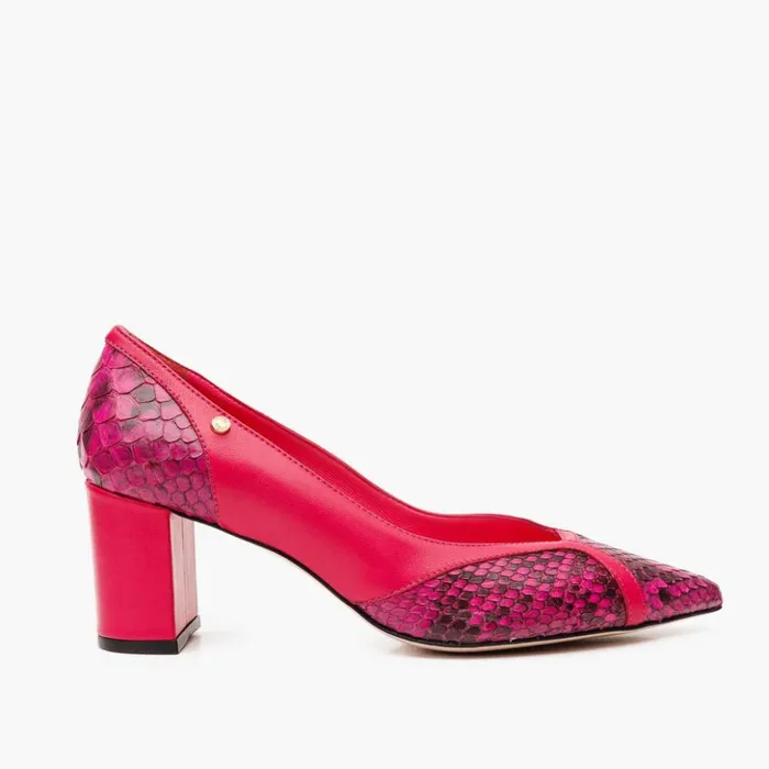 Vinci Leather Heels The Toskana Fuchsia Pythn Leather Block Heel Pump Shoe 8211 Women Vinci Leather Heels The Toskana Fuchsia Pythn Leather Block Heel Pump Shoe 8211 Women