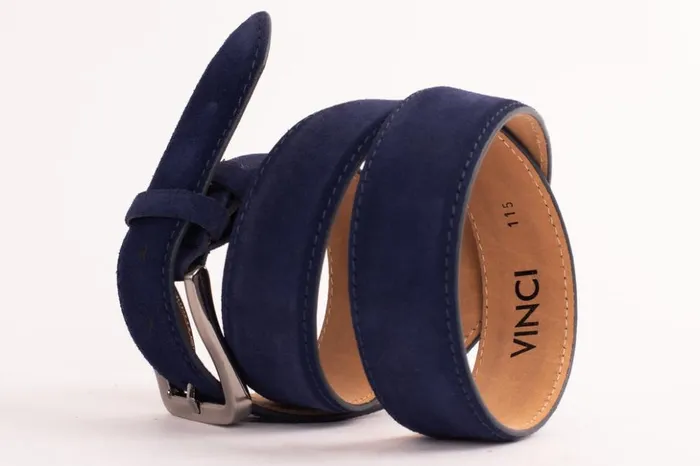 Vinci Leather Leather Belts The Bari Navy Suede Leather Belt 8211 Men