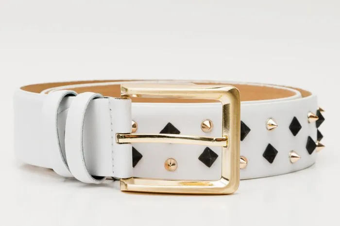 Vinci Leather Leather Belts The Infanta White Spike Leather Belt 8211 Men