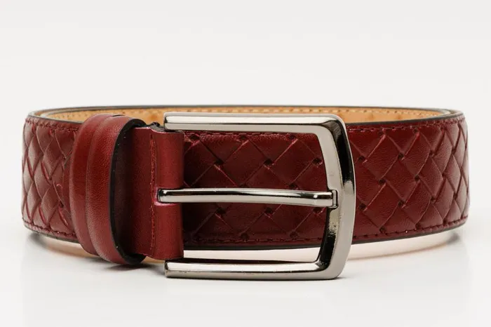Vinci Leather Leather Belts The Turan Burgundy Woven Leather Belt 8211 Men