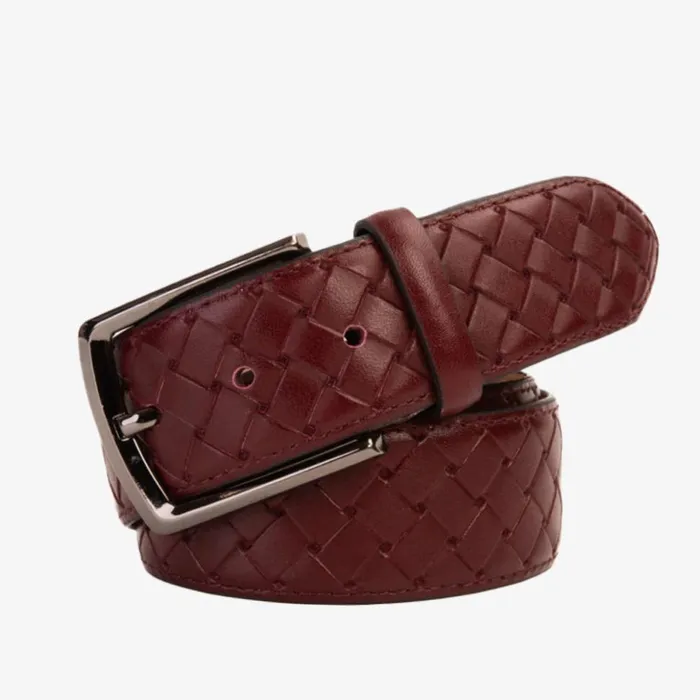 Vinci Leather Leather Belts The Turan Burgundy Woven Leather Belt 8211 Men