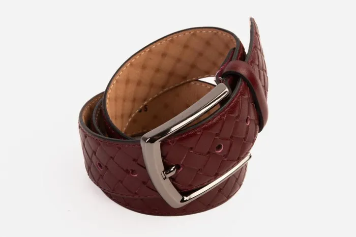 Vinci Leather Leather Belts The Turan Burgundy Woven Leather Belt 8211 Men