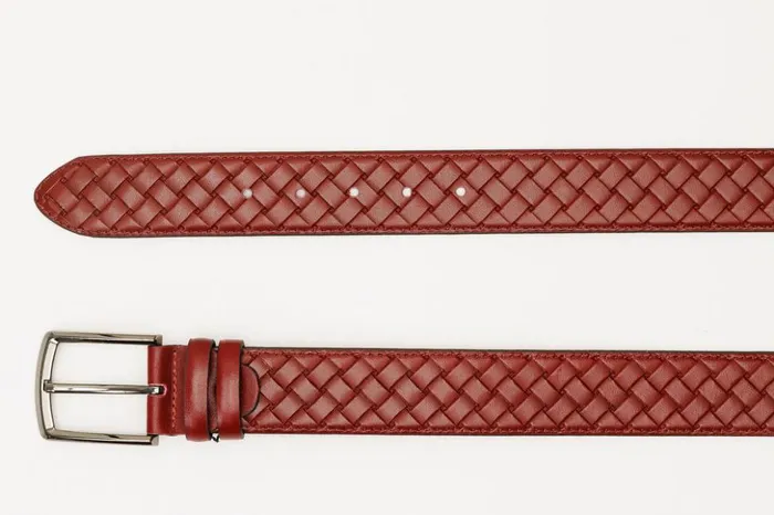 Vinci Leather Leather Belts The Turan Burgundy Woven Leather Belt 8211 Men