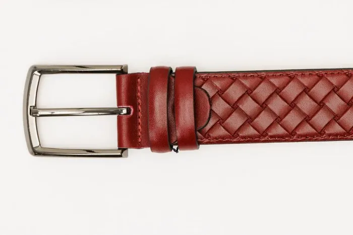 Vinci Leather Leather Belts The Turan Burgundy Woven Leather Belt 8211 Men