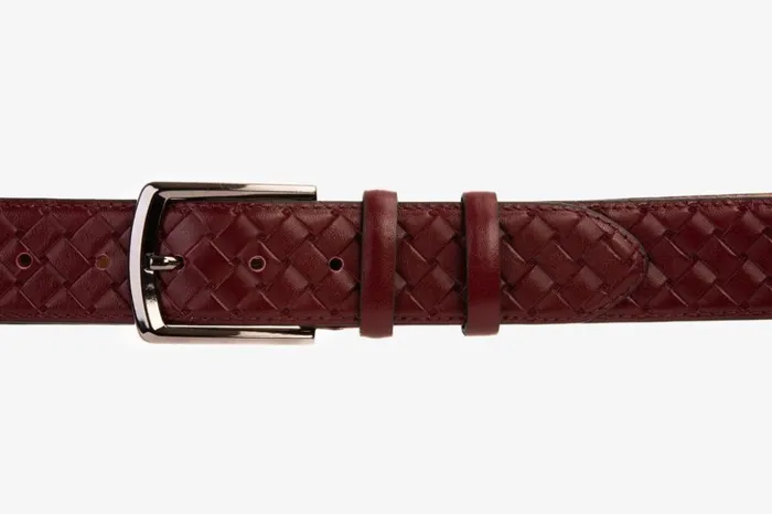 Vinci Leather Leather Belts The Turan Burgundy Woven Leather Belt 8211 Men