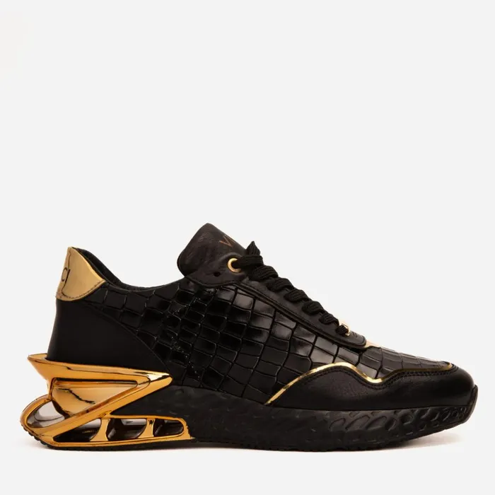 Vinci Leather Sneakers The Bellagio Black and Gold Leather Sneaker 8211 Men