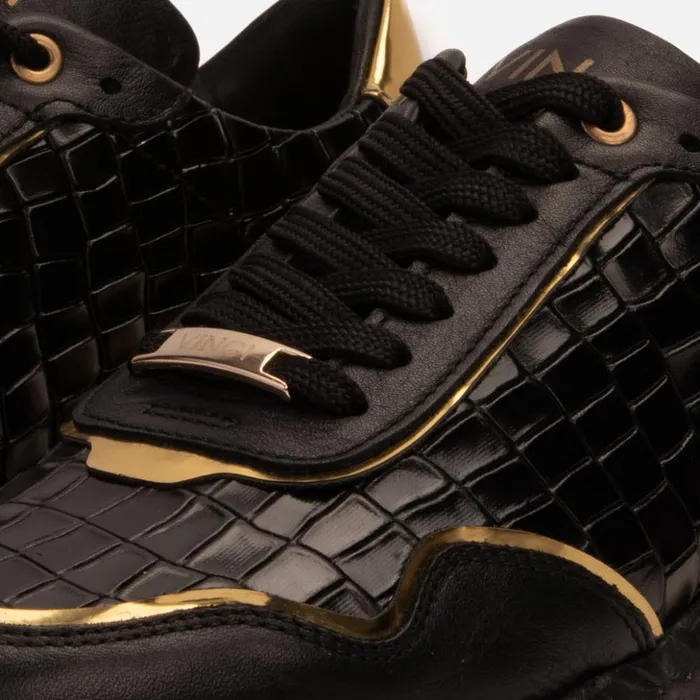 Vinci Leather Sneakers The Bellagio Black and Gold Leather Sneaker 8211 Men