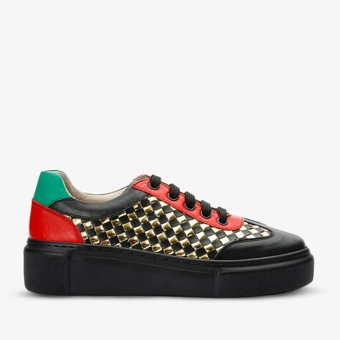 Vinci Leather Sneakers The Messina Black and Gold Woven Leather Sneaker 8211 Women Vinci Leather Sneakers The Messina Black and Gold Woven Leather Sneaker 8211 Women