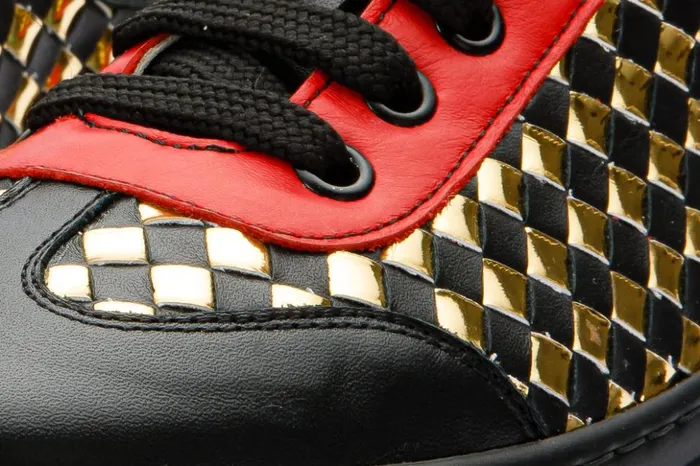 Vinci Leather Sneakers The Messina Black and Gold Woven Leather Sneaker 8211 Women