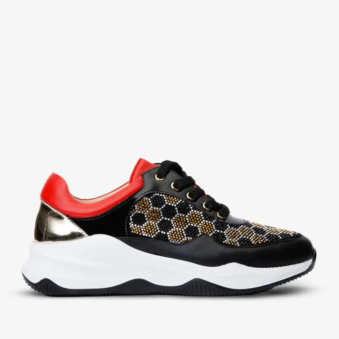 Vinci Leather Sneakers The Opuwo Black and Gold Glitter Sneaker 8211 Women
