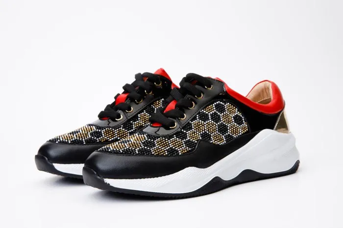 Vinci Leather Sneakers The Opuwo Black and Gold Glitter Sneaker 8211 Women