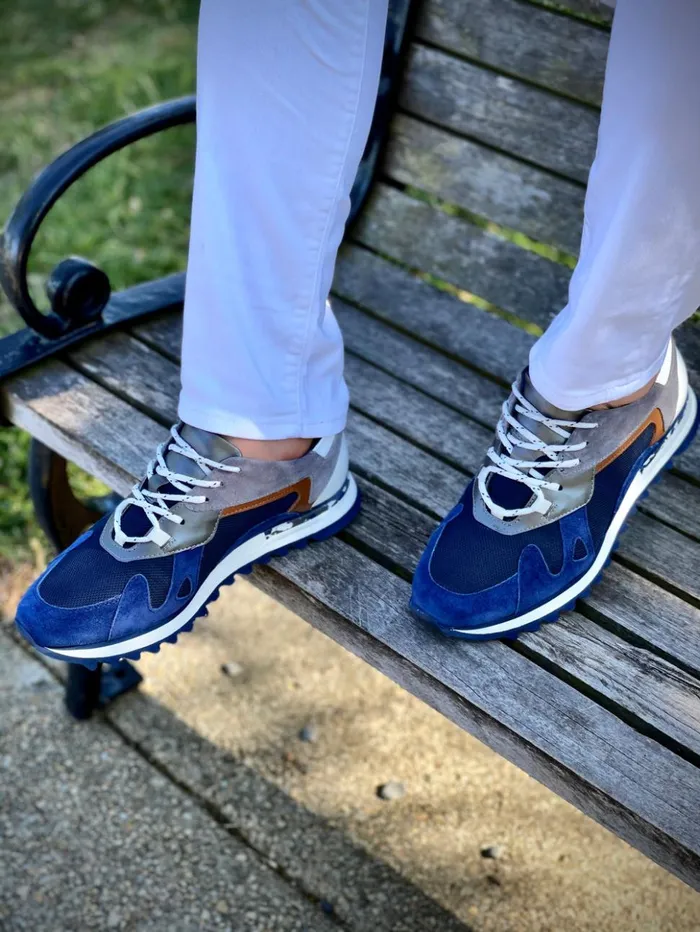 Vinci Leather Sneakers The Tyler Blue Leather Sneaker 8211 Men