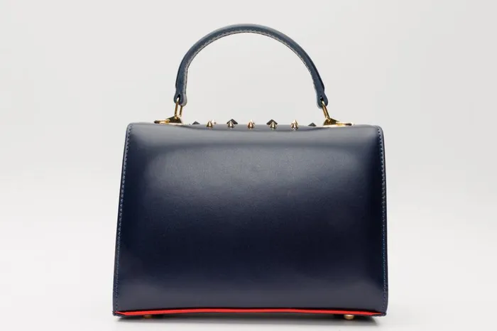 Vinci Leather Women Bags The Infanta Navy Blue Spike Leather Handbag 8211 Women