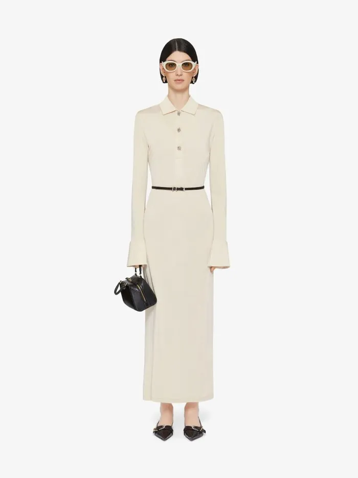 Voyou Dress In Jersey With 4g Liquid Detail Ivory Women Givenchy Dresses