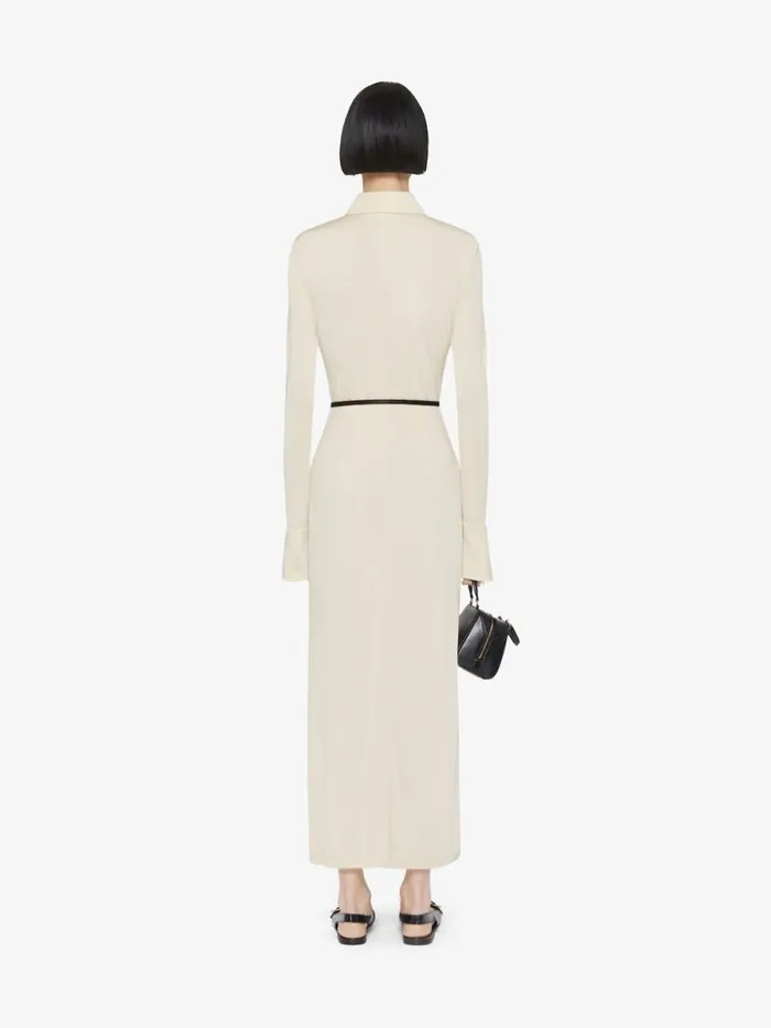 Voyou Dress In Jersey With 4g Liquid Detail Ivory Women Givenchy Dresses