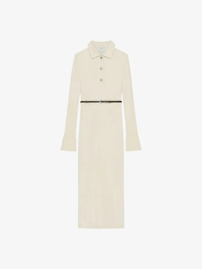 Voyou Dress In Jersey With 4g Liquid Detail Ivory Women Givenchy Dresses