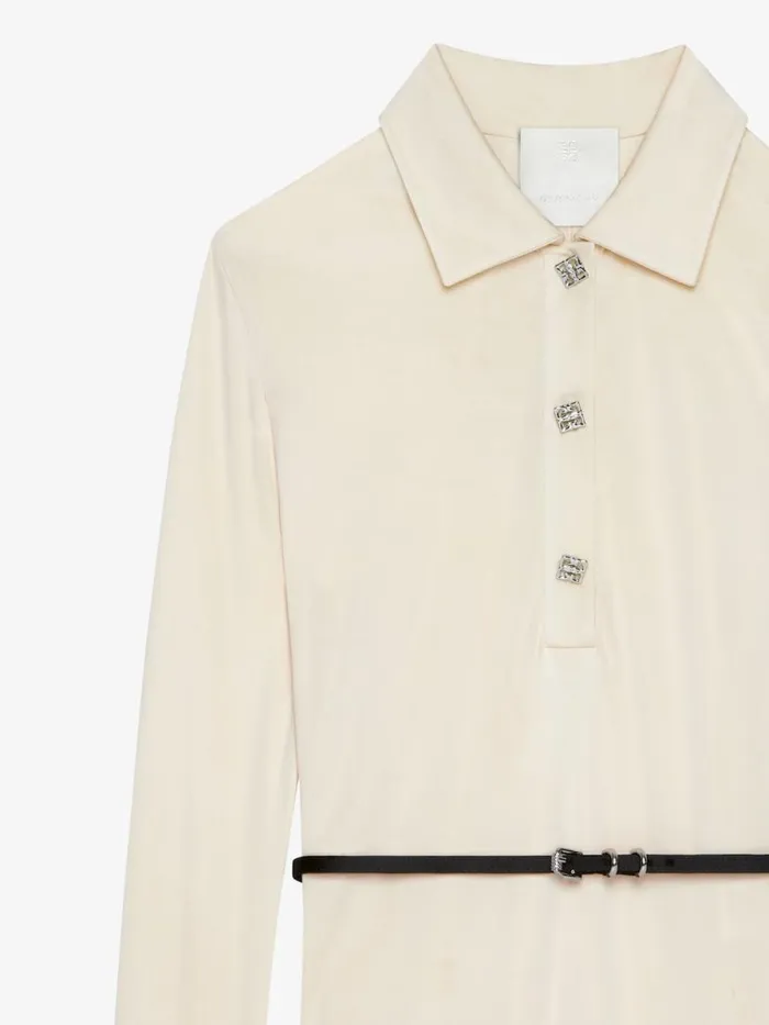 Voyou Dress In Jersey With 4g Liquid Detail Ivory Women Givenchy Dresses