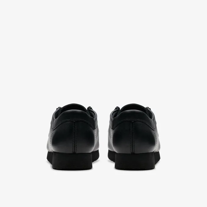 Wallabee Older Black Leather Kids Clarks Originals