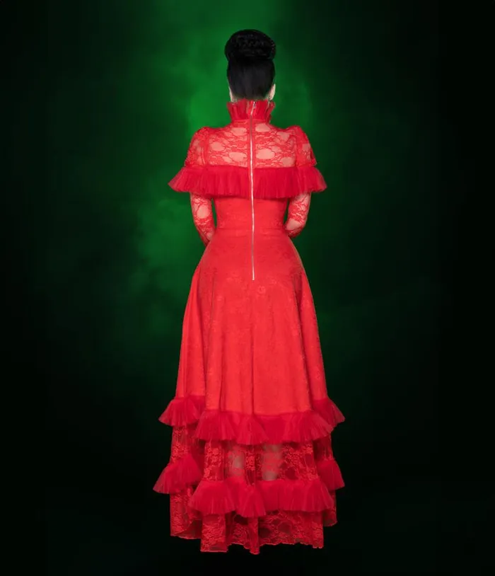 Weasel Wear Red One Big Dark Room Lace Gown DressesPlus Unique Vintage Midi and Maxi