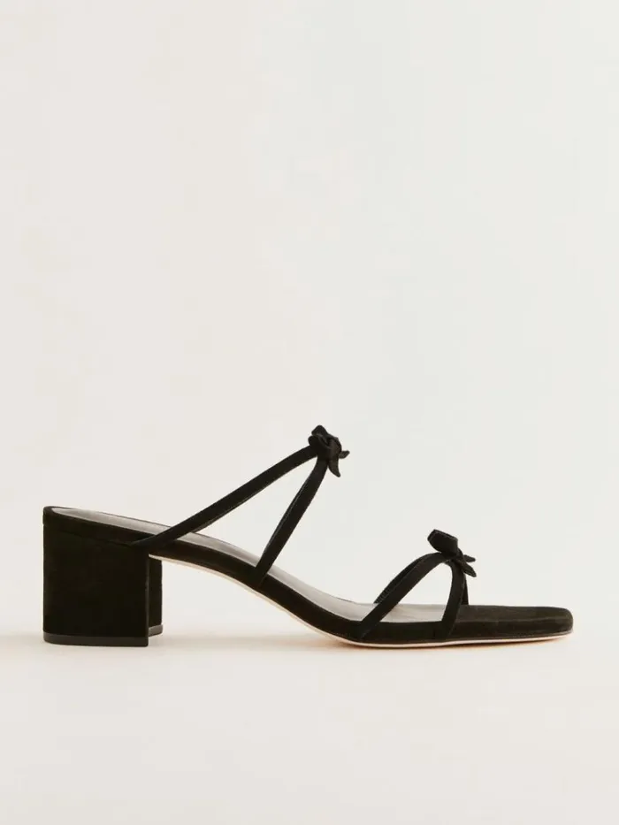WeddingsShoes The Reformation Elodie Block Heeled Sandal Black Suede