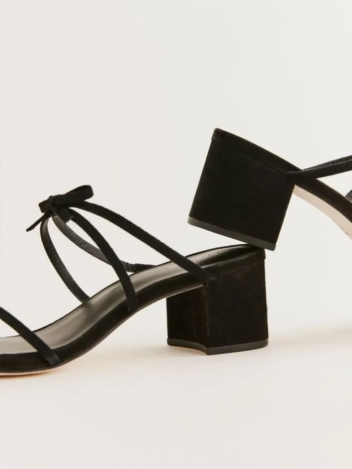 WeddingsShoes The Reformation Elodie Block Heeled Sandal Black Suede