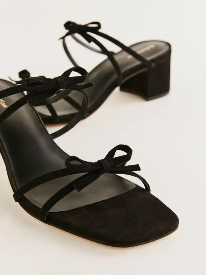 WeddingsShoes The Reformation Elodie Block Heeled Sandal Black Suede