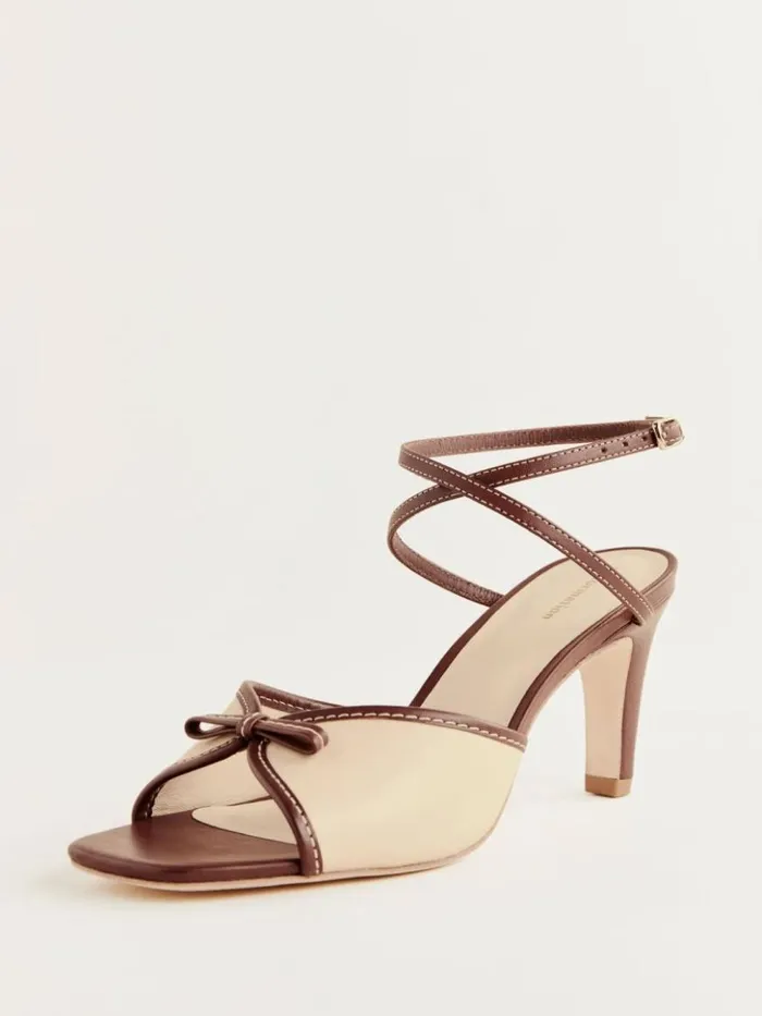 WeddingsShoes The Reformation Gene Heeled Sandal Almond Walnut