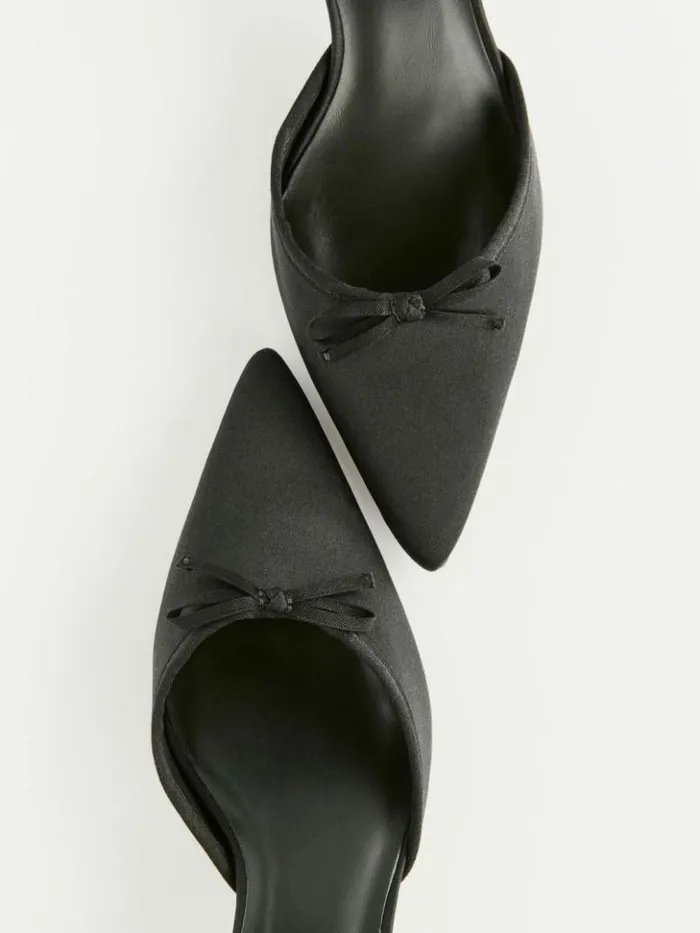 WeddingsShoes The Reformation Wade Kitten Heel Black Satin