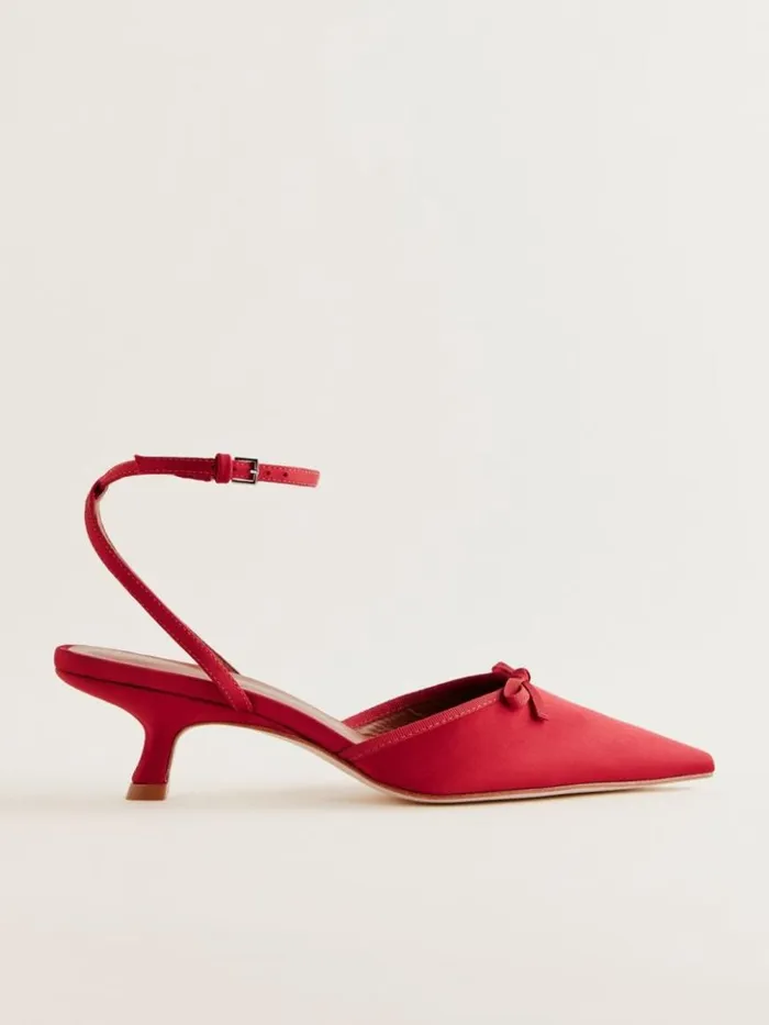 WeddingsShoes The Reformation Wade Kitten Heel Lipstick Satin