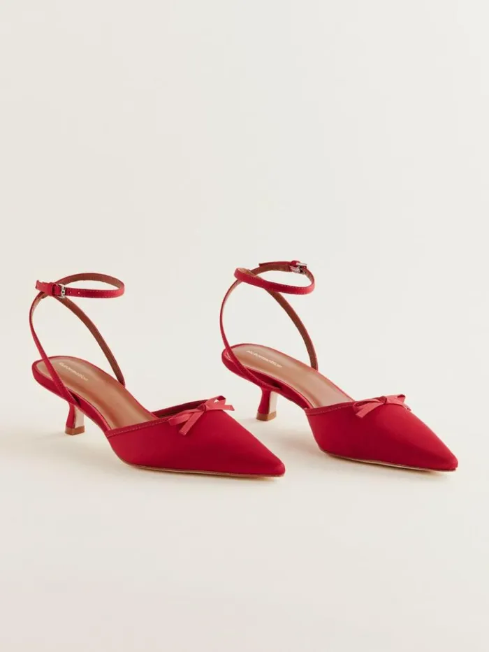 WeddingsShoes The Reformation Wade Kitten Heel Lipstick Satin