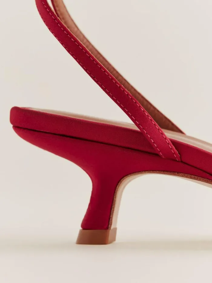 WeddingsShoes The Reformation Wade Kitten Heel Lipstick Satin