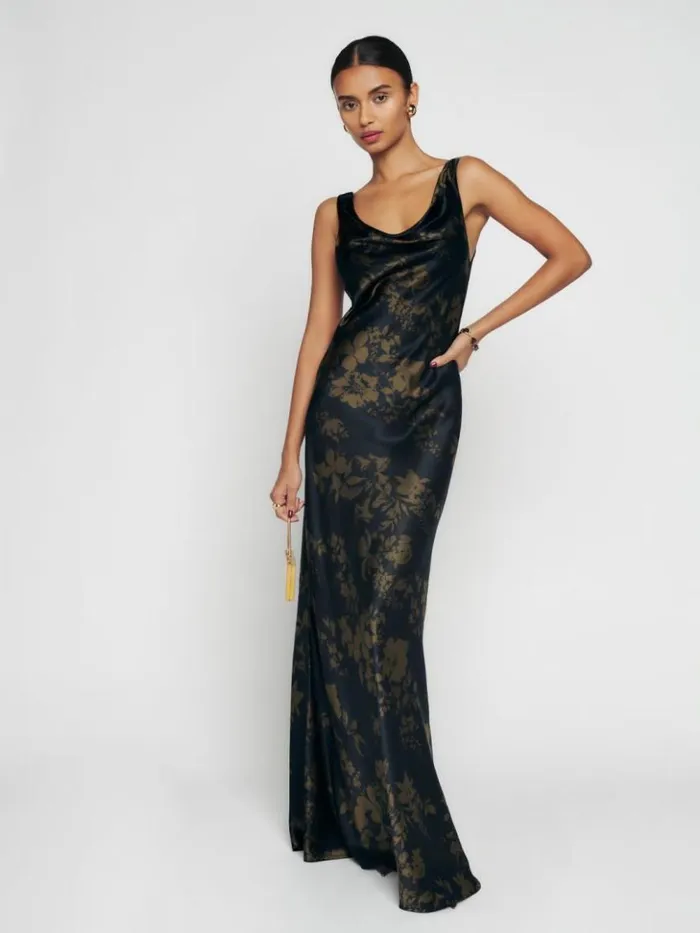 Weddings The Reformation Annabelle Silk Dress Night Garden
