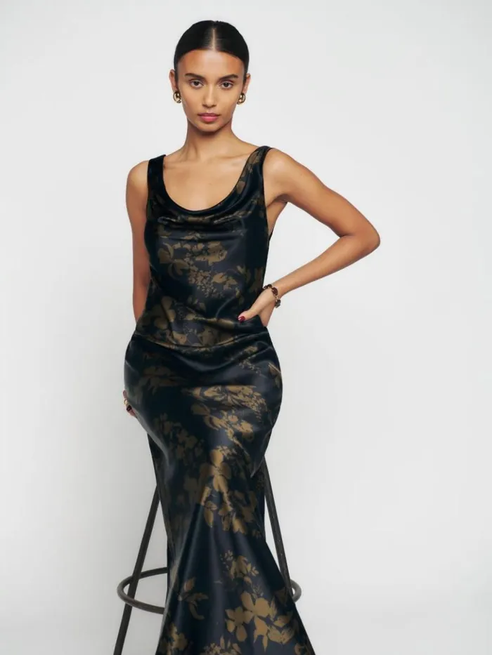 Weddings The Reformation Annabelle Silk Dress Night Garden