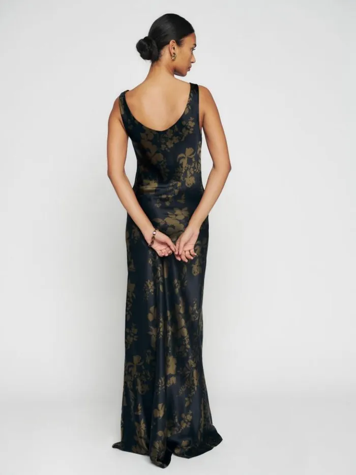 Weddings The Reformation Annabelle Silk Dress Night Garden