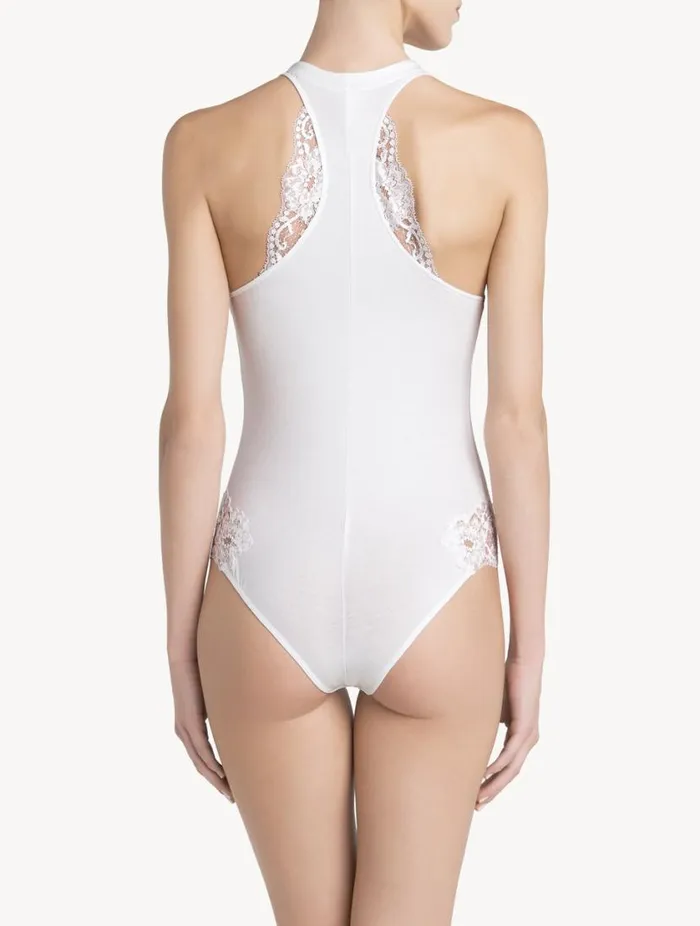 White Cotton Bodysuit LingerieSleepwear La Perla Bodysuits and Bustiers