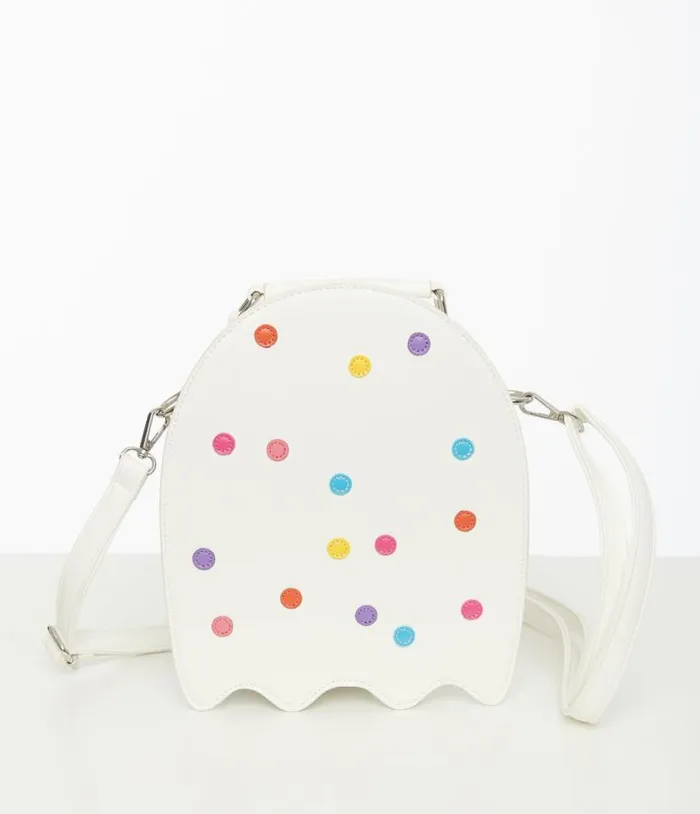 White Leatherette Circus Cookie Ghost Crossbody Bag Accessories Unique Vintage Novelty Bags White Leatherette Circus Cookie Ghost Crossbody Bag Accessories Unique Vintage Novelty Bags