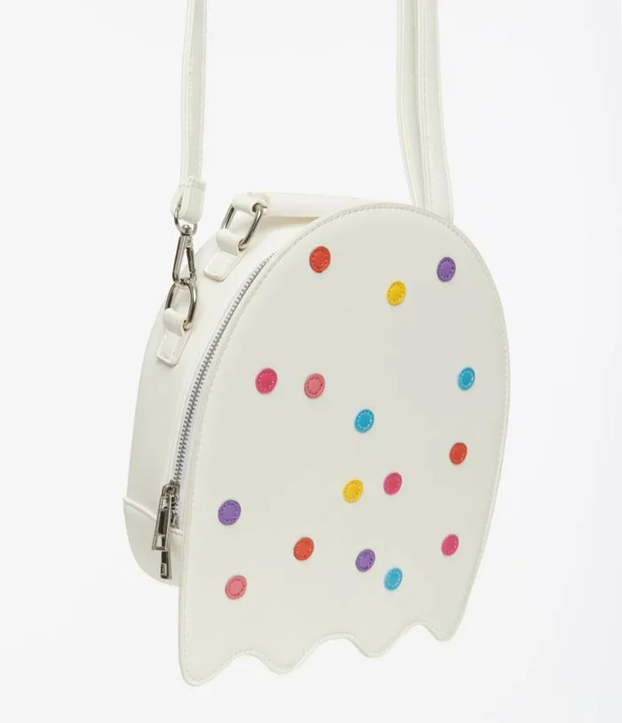 White Leatherette Circus Cookie Ghost Crossbody Bag Accessories Unique Vintage Novelty Bags