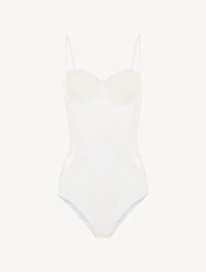 White Lycra Control Fit Body With Chantilly Lace Lingerie La Perla Bodysuits and Bustiers