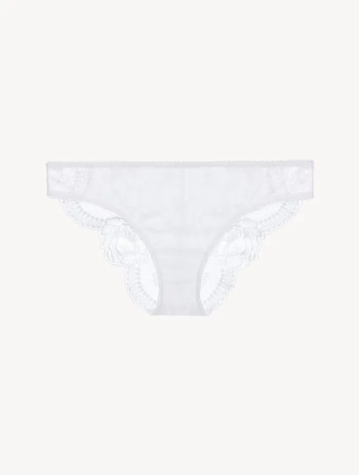 White Stretch Leavers Lace And Tulle Medium Briefs Lingerie La Perla Midrise