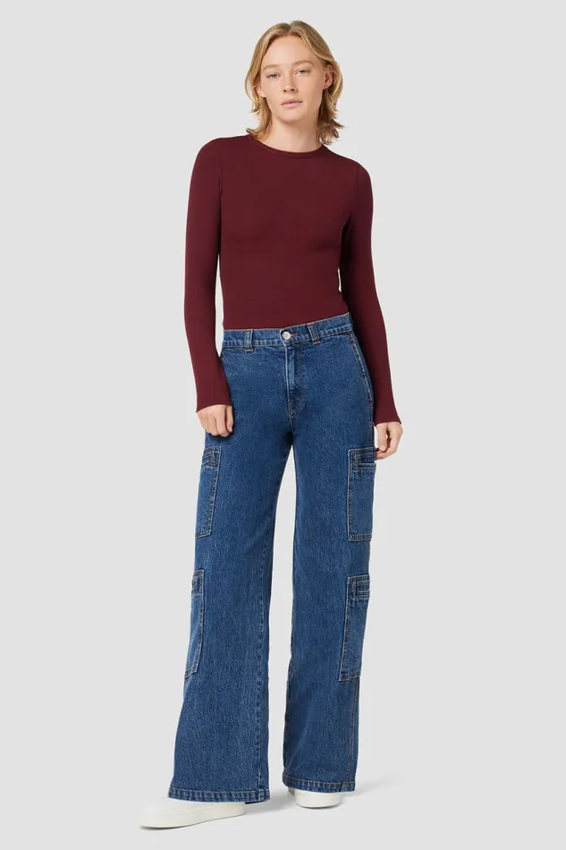 Wide Leg Women Hudson Jeans HighRise Welt Pocket Cargo Petite Pant Wonderland