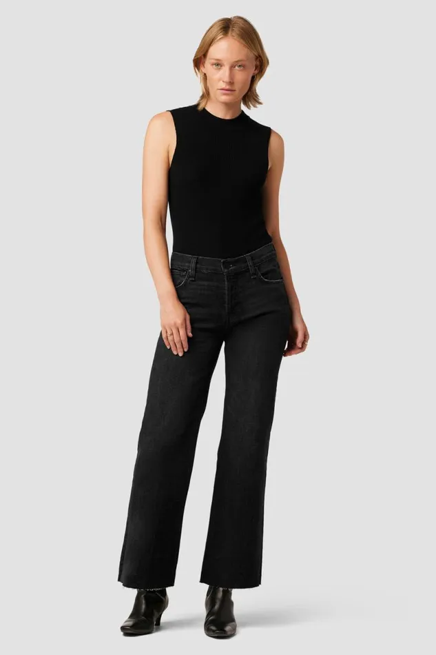 Wide Leg Women Hudson Jeans Rosie HighRise Wide Leg Ankle Jean Dark Raven