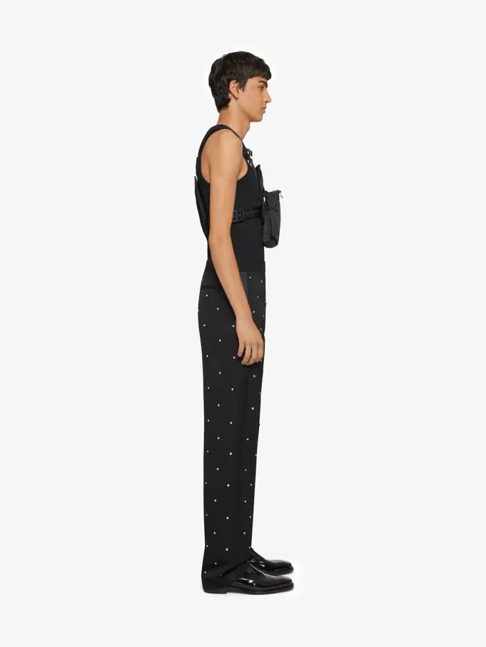 Wide Pants In Wool With Piping And Studs Black Men Givenchy Pants and Shorts