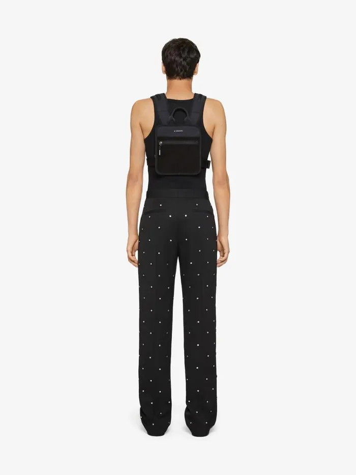 Wide Pants In Wool With Piping And Studs Black Men Givenchy Pants and Shorts