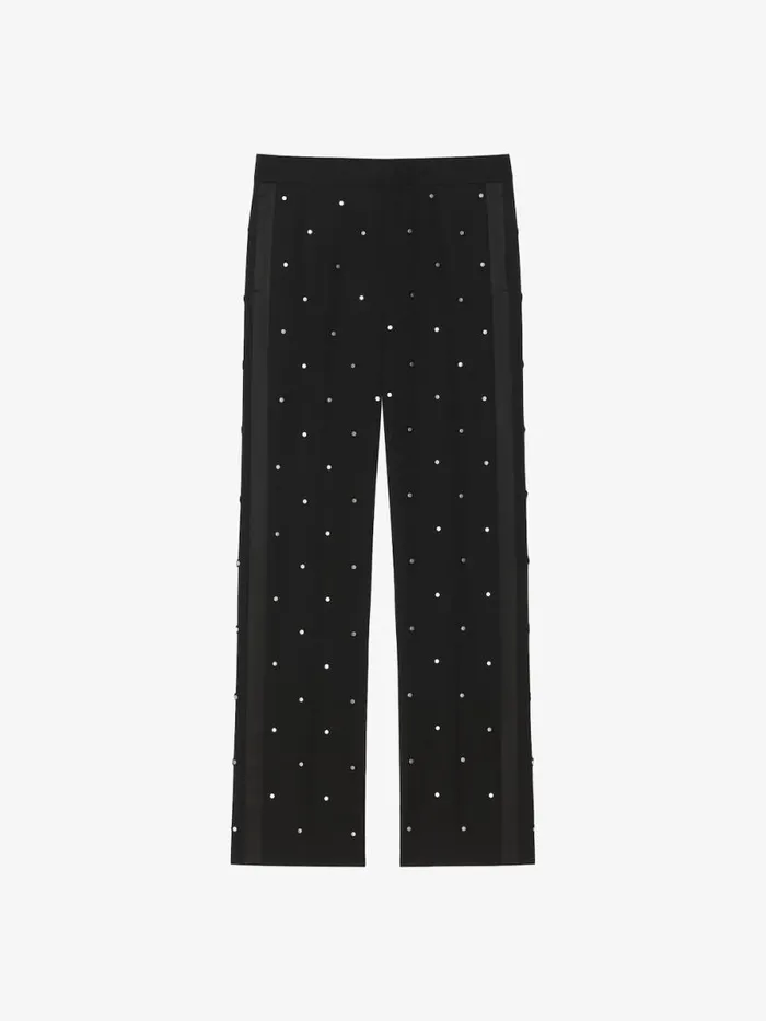 Wide Pants In Wool With Piping And Studs Black Men Givenchy Pants and Shorts