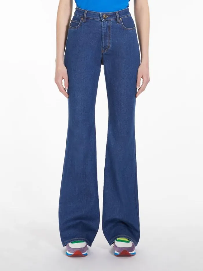 Woman Bell Bottom Denim Jeans Navy Maxmara Trousers